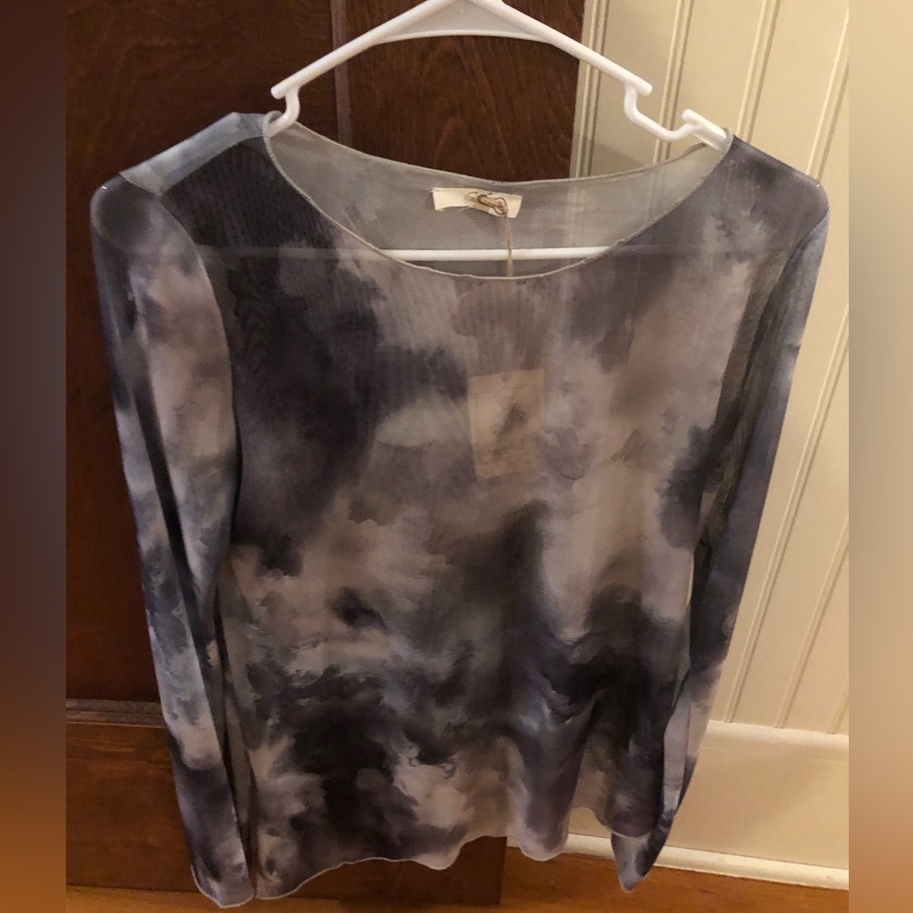 Women’s Cloud-Print Long Sleeve Top - Blue Gray